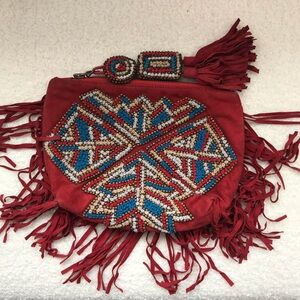 Antik Batik Red Suede Canada Pouch